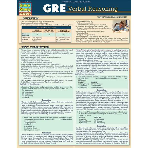 Barcharts Publishing Gre Verbal Guide 9781423234700